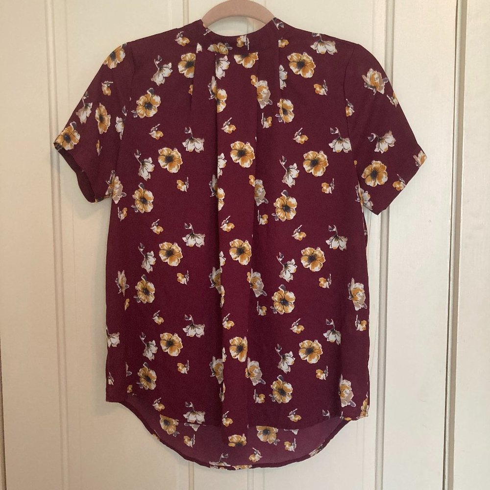 Burgundy Flowy Floral Blouse